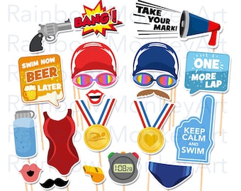 Swimming Photo Booth Props - Swimming Photobooth Props - Swimming Printable Props - Swimming Props