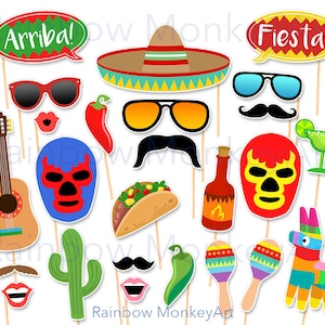 Printable Mexican Party Photo Booth Props - Mexican Fiesta Party ...