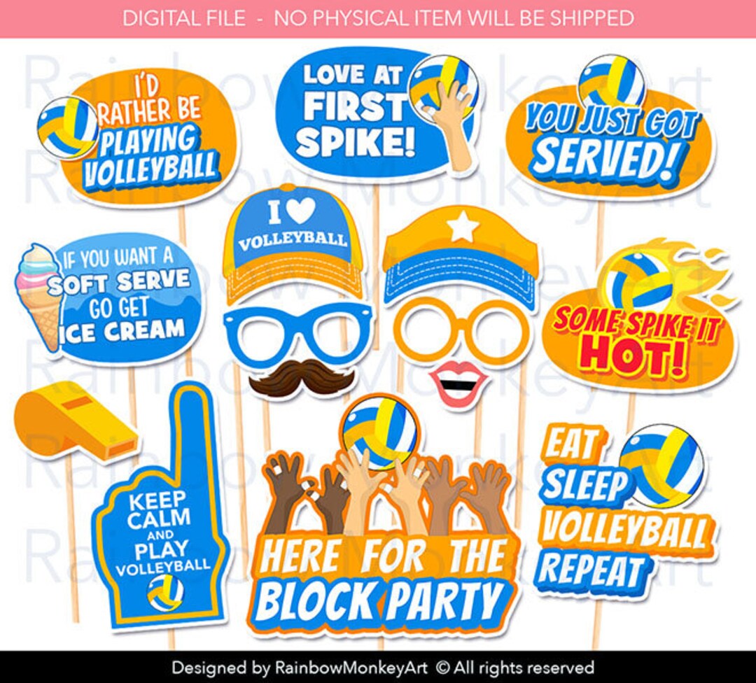 Printable Volleyball Puns Photo Booth Props Funny Volleyball Puns