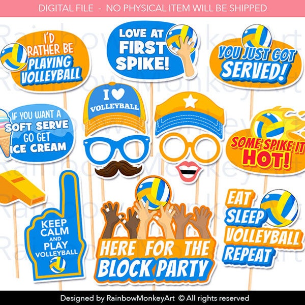 Printable Volleyball Puns Photo Booth Props - Funny Volleyball Puns Photobooth Props - Volleyball Props - Volleyball Props -Volleyball Party