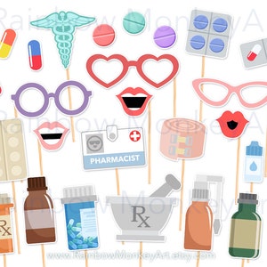 Pharmacist Party Printable Photo Booth Props Pharmacist Photo Booth Props Pharmacy Photobooth Props Medical Photo Booth Props image 1