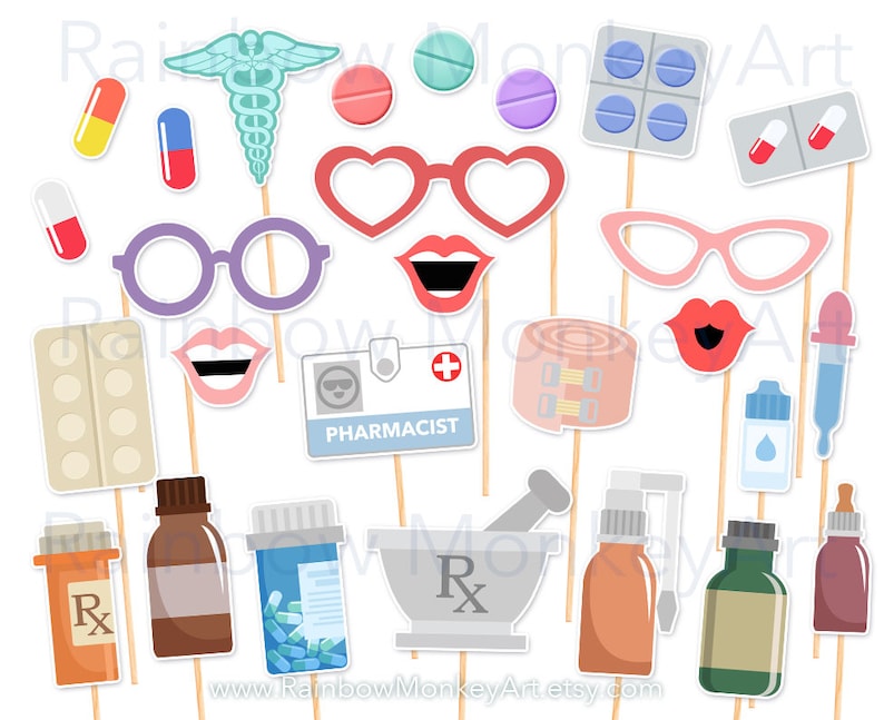 Pharmacist Party Printable Photo Booth Props Pharmacist Photo Booth Props Pharmacy Photobooth Props Medical Photo Booth Props image 1