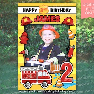 Fire Truck Printable Photo Booth Frame - Fire Engine Photo Booth Frame  Fire Truck party Fireman party Fireman Selfie Frame