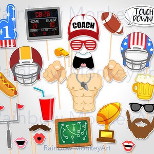 Football Photo Booth Props: 36-Piece Printable Party Set (Digital Download)