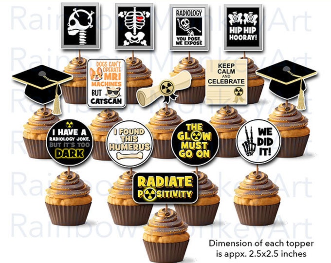 Printable Radiology Cupcake Toppers Funny Radiology Puns Medical