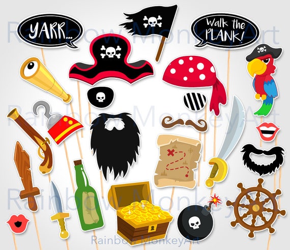 Accesorios imprimibles para fotomatón de fiesta pirata - Accesorios de  cumpleaños para niños piratas - Accesorios para fotomatón de cumpleaños 