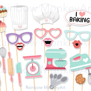 Printable Baking Party Photo Booth Props: 25 Piece Set (Digital Download)