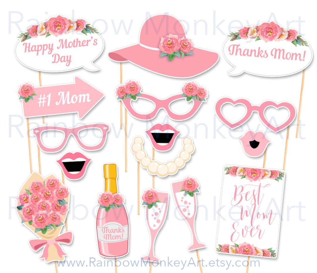 Printable Mother's Day Photo Booth Props Mother's Day Photobooth Props