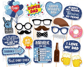 Father's Day Photo Booth Props: 23 Piece Printable Set (Digital Download)