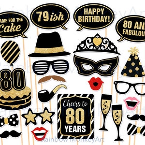 Printable Birthday Prop - 80th Birthday Party Printable Photo Booth ...