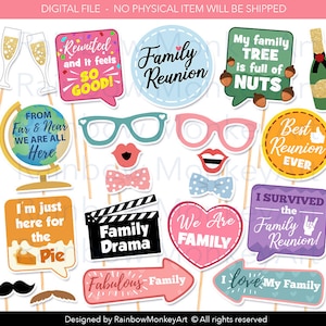 Family Reunion Photo Booth Props: 22 Piece Printable Set (Digital Download)