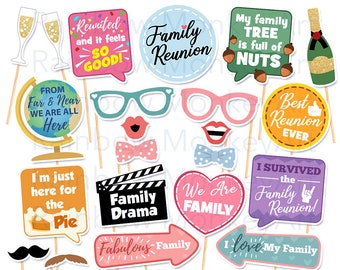 Printable Reunion Party Photo Booth Props - Family Reunion Photobooth Props - Get Together Printable Props - Let's Meet Again Party Props