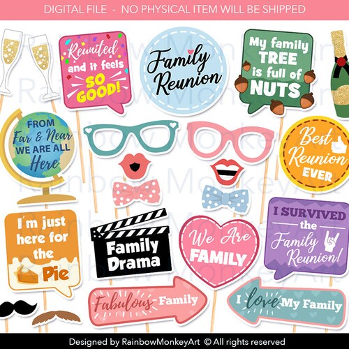Family Reunion Photo Booth Props Family Reunion Party - Etsy