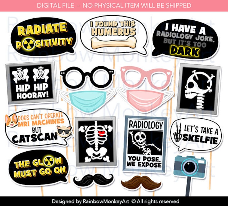 Printable Radiology Photo Booth Props Funny Radiology Puns Etsy UK