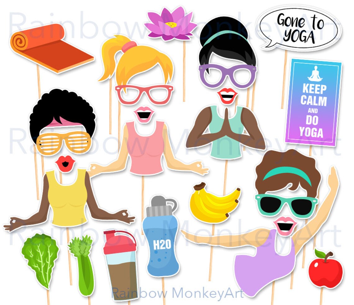 Printable Yoga Fitness Photo Booth Props Yoga Wellness Zen Etsy
