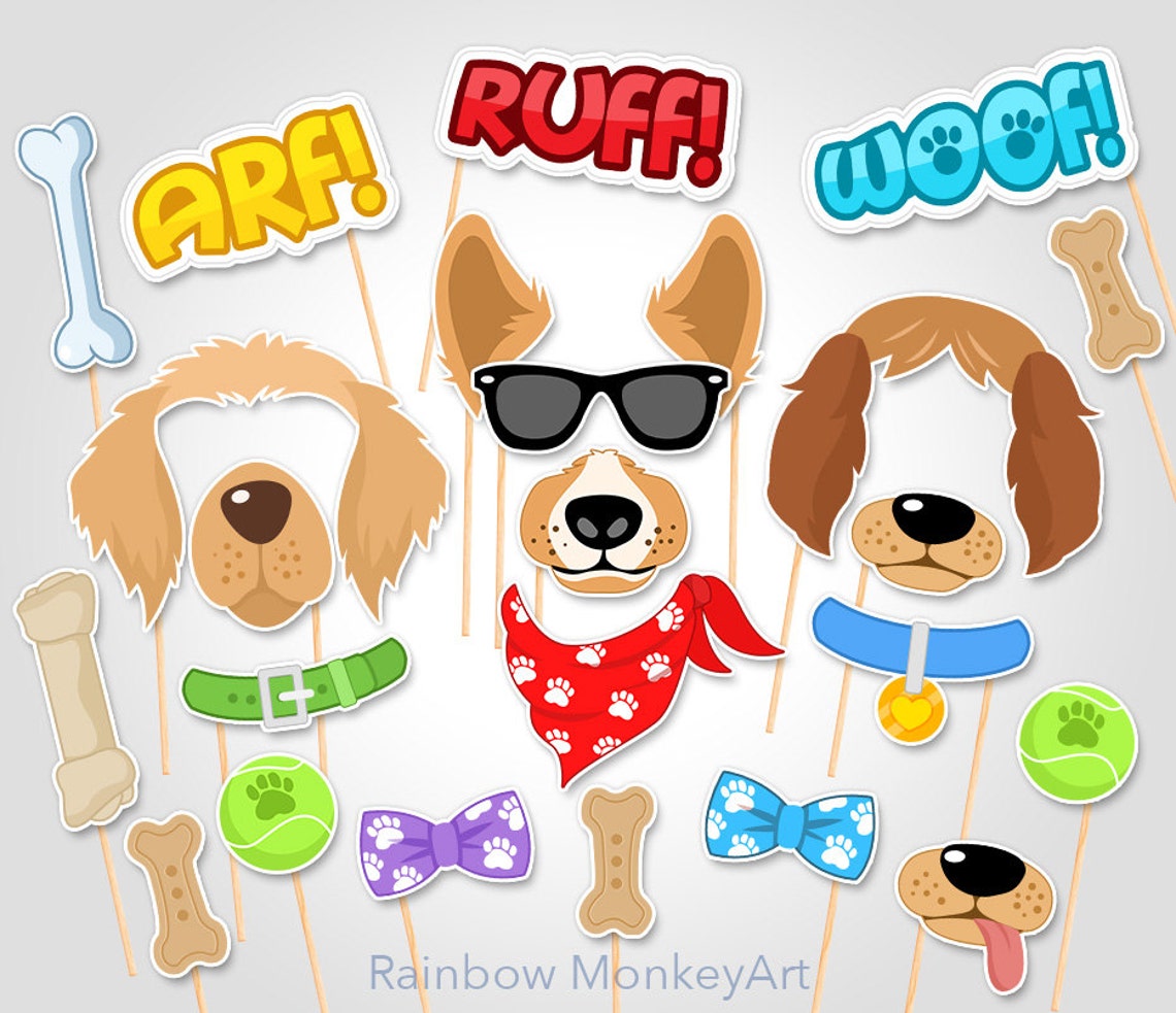 Printable Dog Party Photo Booth Props Puppy Photobooth Props - Etsy