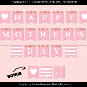 Mother&#39;s Day Banner Printable, Banner Mothers Day, Happy Mother&#39;s Day Printable Banner, DIY Mother&#39;s Day, Mother&#39;s Day Banner Ideas