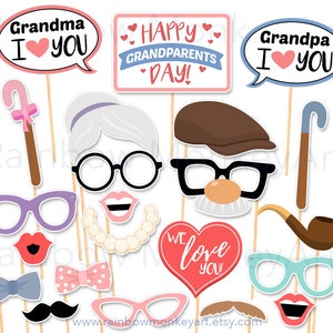 Grandparents Day Photo Booth Props: 35 Piece Printable Set (Digital Download)