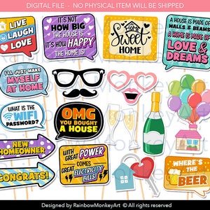 Printable Housewarming Party Photo Booth Props - Housewarming Photobooth Props - Housewarming Printable Props - New Home Party Props