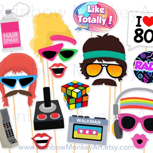 Printable 80s Photo Booth Props 80's Style Photobooth - Etsy