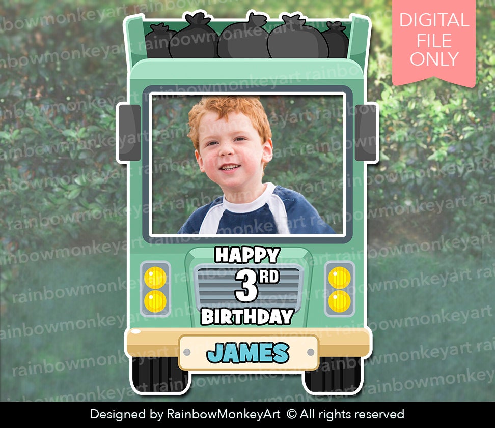 Trash Picture Frame Garbage Truck Birthday Photo Booth Frame (digital Download) - Etsy