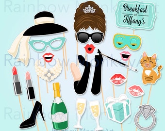 Printable Breakfast at Tiffany's Photo Booth Props - Audrey Hepburn Photobooth Props - Photobooth Props - Breakfast at Tiffany's Party