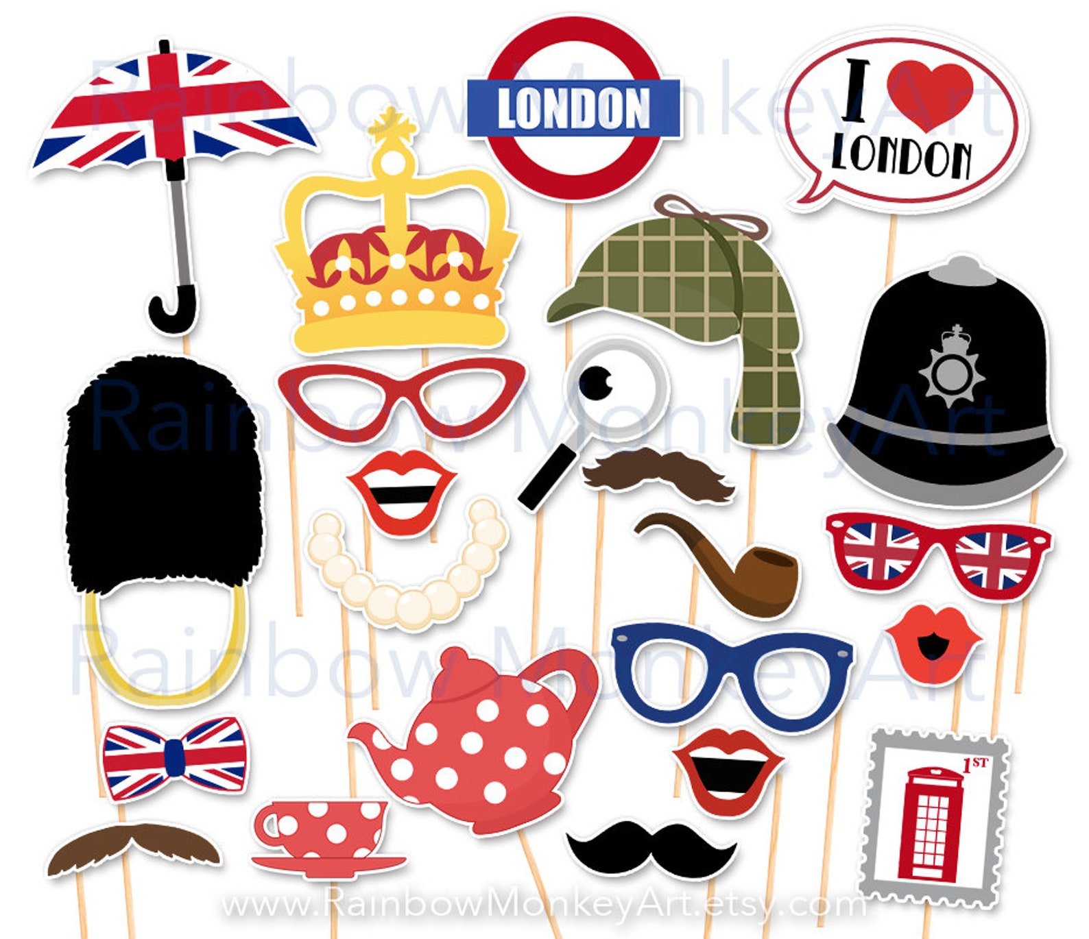 Printable London Photo Booth Props London Photobooth Props - Etsy