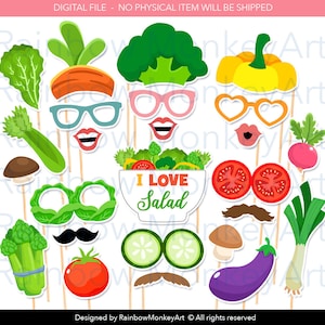Printable Vegetable Photo Booth Props - Vegetable Party Photobooth Props - Eat Healthy Printable Props - Cute Vegetable Props