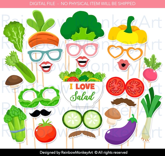 Printable Vegetable Photo Booth Props Vegetable Party Etsy