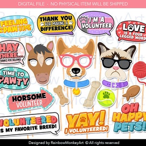 Animal Welfare Photo Booth Props: Volunteer Appreciation (Digital Download)