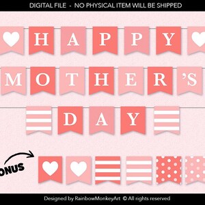Mother&#39;s Day Banner Printable, Banner Mothers Day, Happy Mother&#39;s Day Printable Banner, DIY Mother&#39;s Day, Mother&#39;s Day Banner Ideas