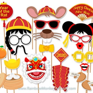 Chinese New Year Photo Booth Props: Year of the Rat Party (Digital Download)