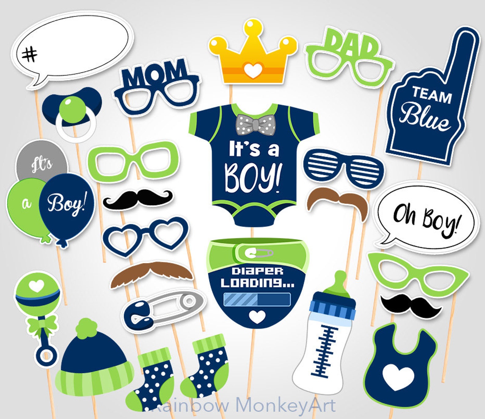 Printable Baby Shower Photo Props Baby Boy Photo Booth Props Printable Printable Baby Shower Photo Props Baby Boy Photo Booth Props Printable