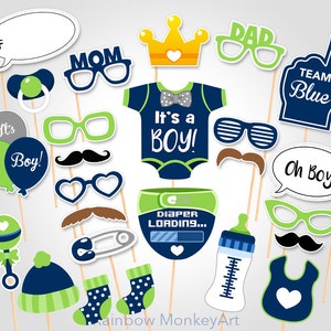 Printable Baby Shower Photo Props - Baby Boy Photo Booth Props ...