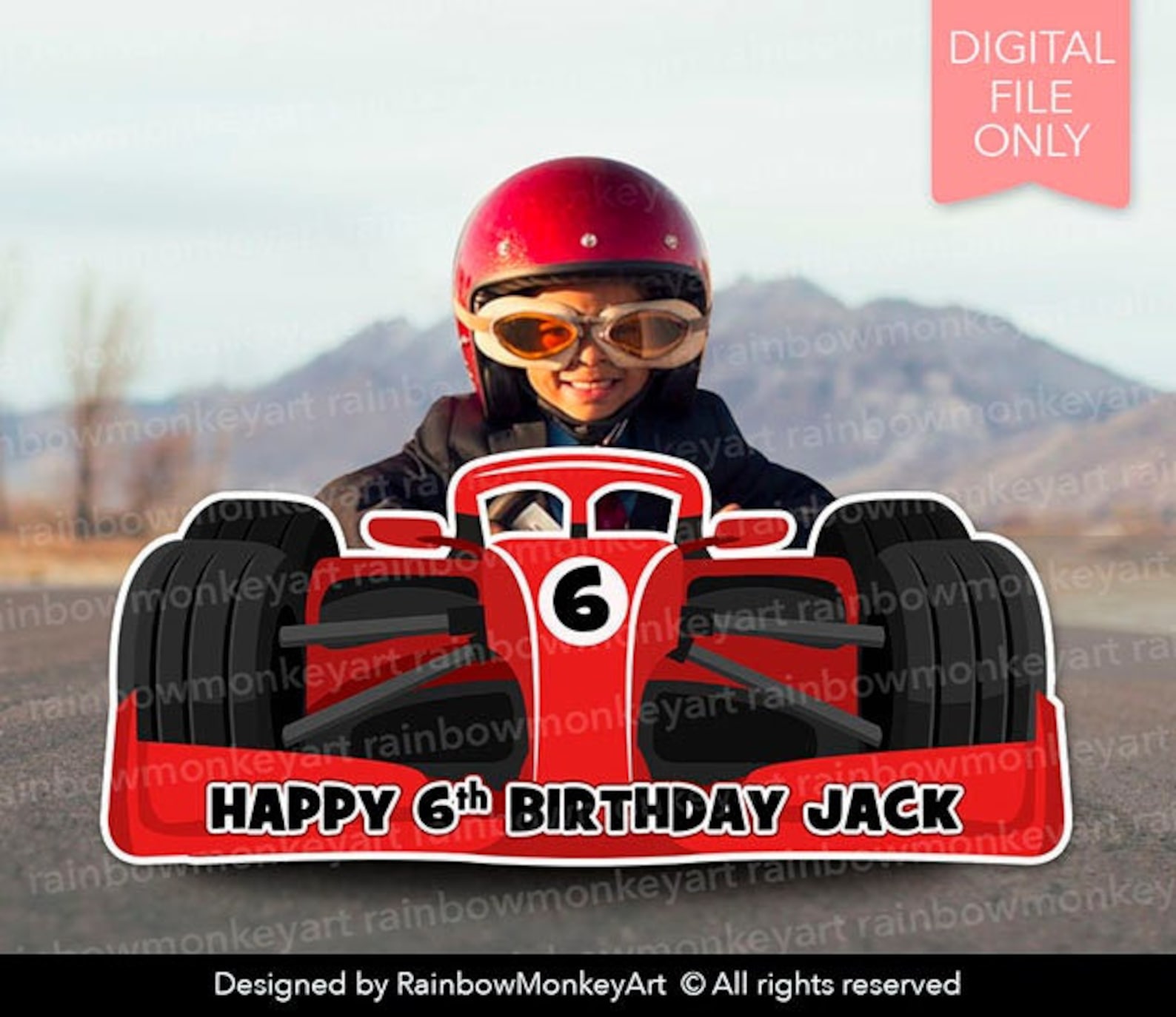 Race Car Photo Booth Frame: Racing Party Selfie Prop (digital Download ...