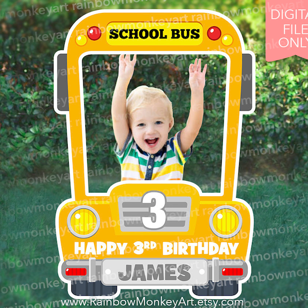 School Bus Printable Photo Booth Frame - School Bus Photo Booth Frame  School Bus Kids  Party School Bus Selfie Frame