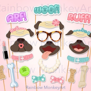 Dog Party Photo Booth Props: Pug Theme (Digital Download)