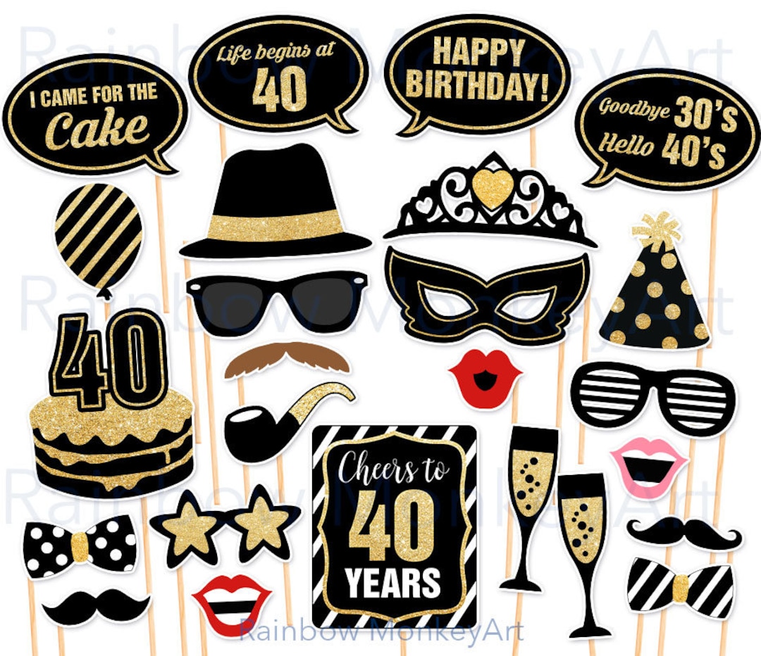 Printable Birthday Prop - Printable 40th Birthday Photo Booth Props ...