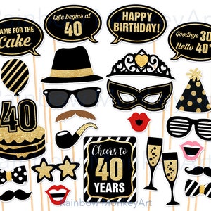 Printable Birthday Prop - Printable 40th Birthday Photo Booth Props ...