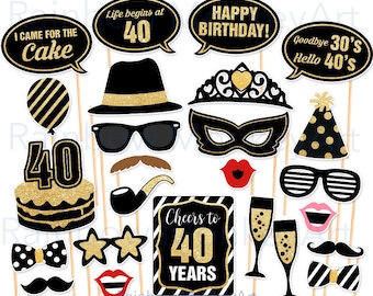 40th Birthday Photo Booth Props: printable PARTY Props Party Supplies ...