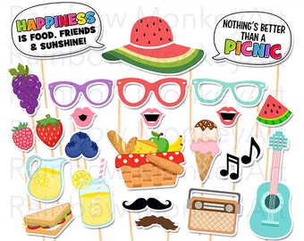 Accessori per photo booth da picnic: set stampabile per feste (download digitale)