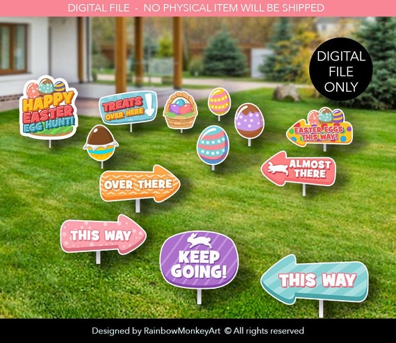 Printable Easter Egg Hunt Signs: DIY Party Props (Digital Download)