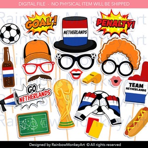 Netherlands Soccer Photo Booth Props: Dutch Football Party (Digital Download)