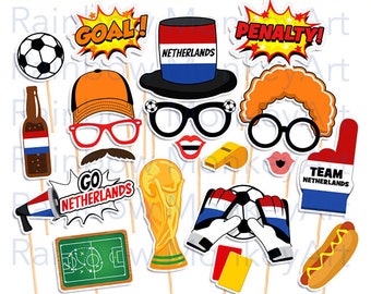 Printable Netherlands Soccer Photo Booth Props, Netherlands Football Photobooth Props, Soccer Props,Go Netherlands,Football Props