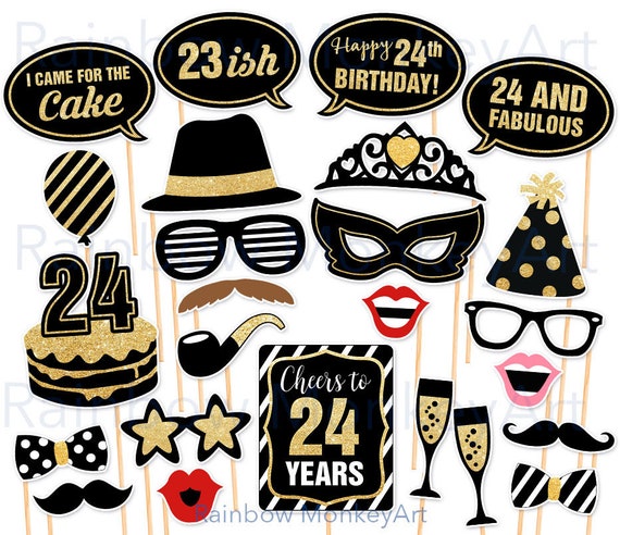 Printable Birthday Prop 24th Birthday Party Printable Photo Booth