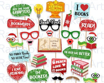 Christmas Literacy Night Photo Booth Props: Reading Theme (Digital Download)