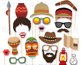 Africa Safari Photo Booth Props: 22 Piece Printable Set (Digital Download)