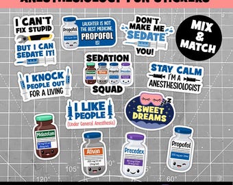 Funny Anesthesiology Puns Sticker: Mix and Match Vinyl Stickers