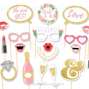 Printable Bridal Shower Photo Booth Props - Hen Party Photobooth Props - Wedding Party Photo Booth Props - Bachelorette Party Props
