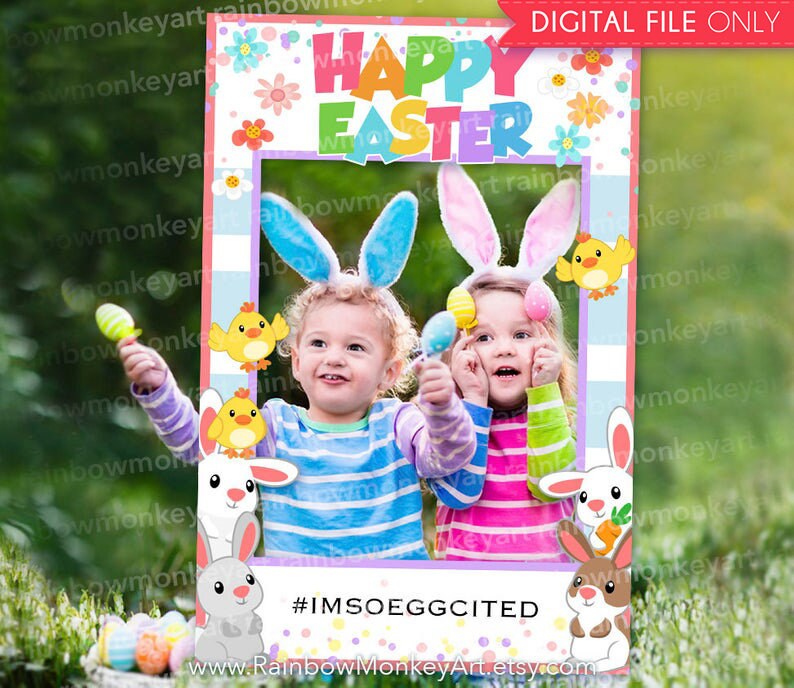 Easter Party Celebration Printable Photo Booth Frame Easter Etsy